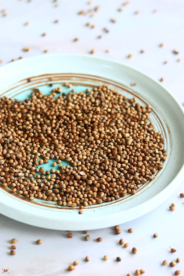 coriander seeds placed in a plate