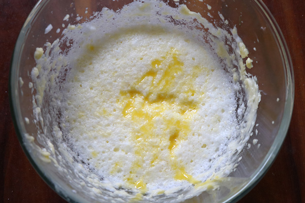 egg yolk mixture is added