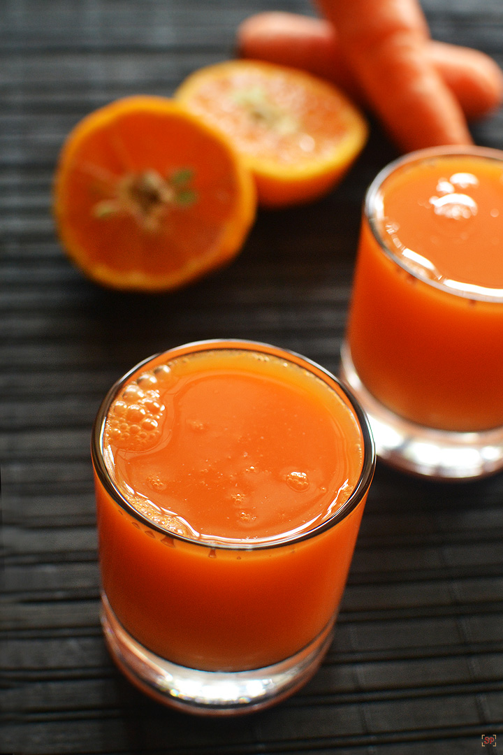 carrot orange juice served in glasses