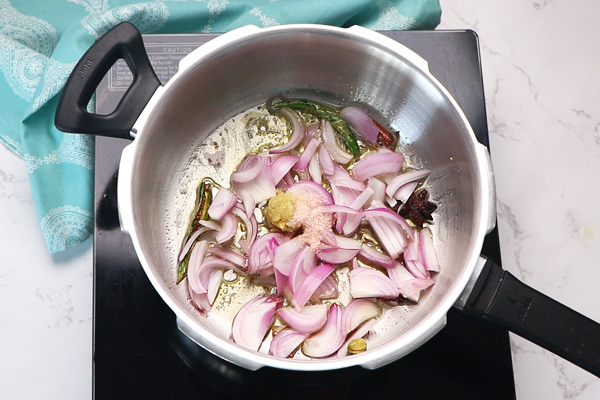 onion, ginger garlic paste is added